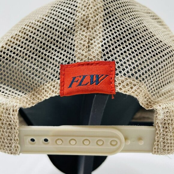 Flw Fishing Hat Cap Outdoor Baseball Adjustable Embroidery Logo Hook Mesh Black - Picture 10 of 10